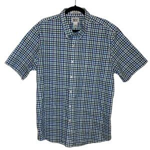 L.L. Bean Blue Green Plaid Wrinkle Free Slightly Fitted Button Down Cotton Shirt